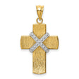 Diamond-Cut Latin Cross Religious Charm Pendant in Real 14k Multi-Tone Gold