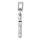 Engravable Latin Cross Charm Pendant in Real 14k White Gold