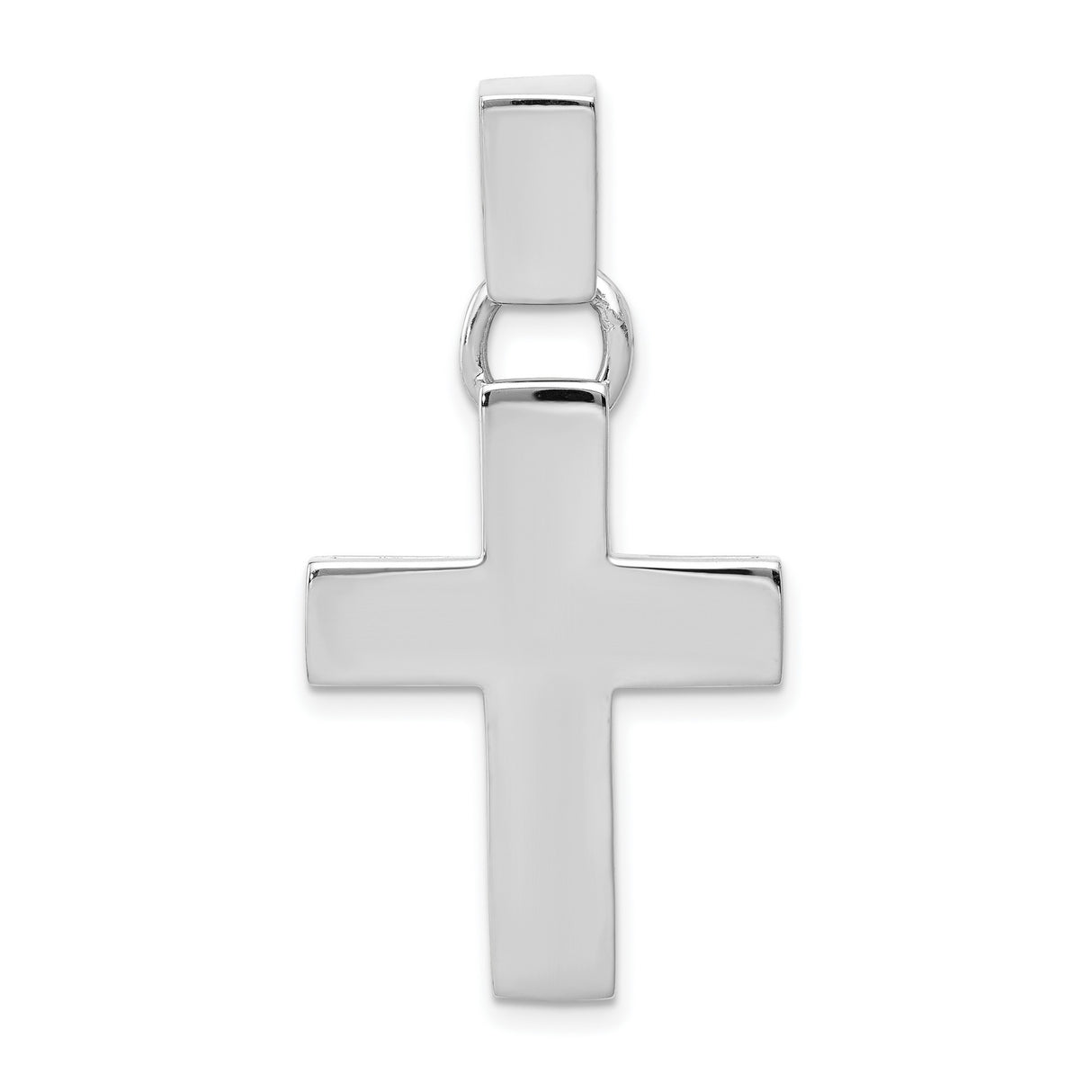 Engravable Latin Cross Charm Pendant in Real 14k White Gold