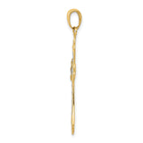 Diamond-Cut Fleur De Lis Cross Charm Pendant in Real 14k Multi-Tone Gold