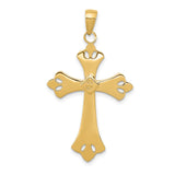 Diamond-Cut Fleur De Lis Cross Charm Pendant in Real 14k Multi-Tone Gold