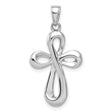 14k White Gold Reversible Infinity Cross Pendant with Mirror Finish and Ribbon Design