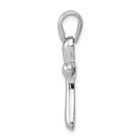 14k White Gold Cross Pendant with Curved Latin Cross Design and High Polish Finish