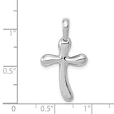 Latin Cross With Curved Bottom Charm Pendant in Real 14k White Gold