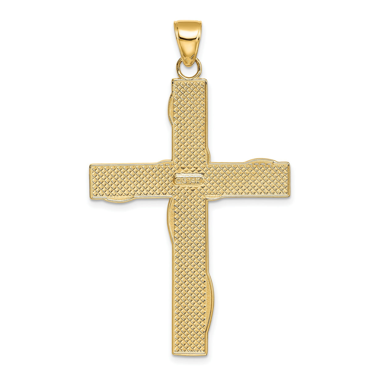 Diamond-Cut Latin Cross Charm Pendant in Real 14k Multi-Tone Gold