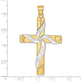 Diamond-Cut Latin Cross Charm Pendant in Real 14k Multi-Tone Gold