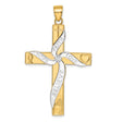 Diamond-Cut Latin Cross Charm Pendant in Real 14k Multi-Tone Gold