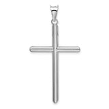 3D Hollow Latin Cross With Angled Tips Charm Pendant in Real 14k White Gold