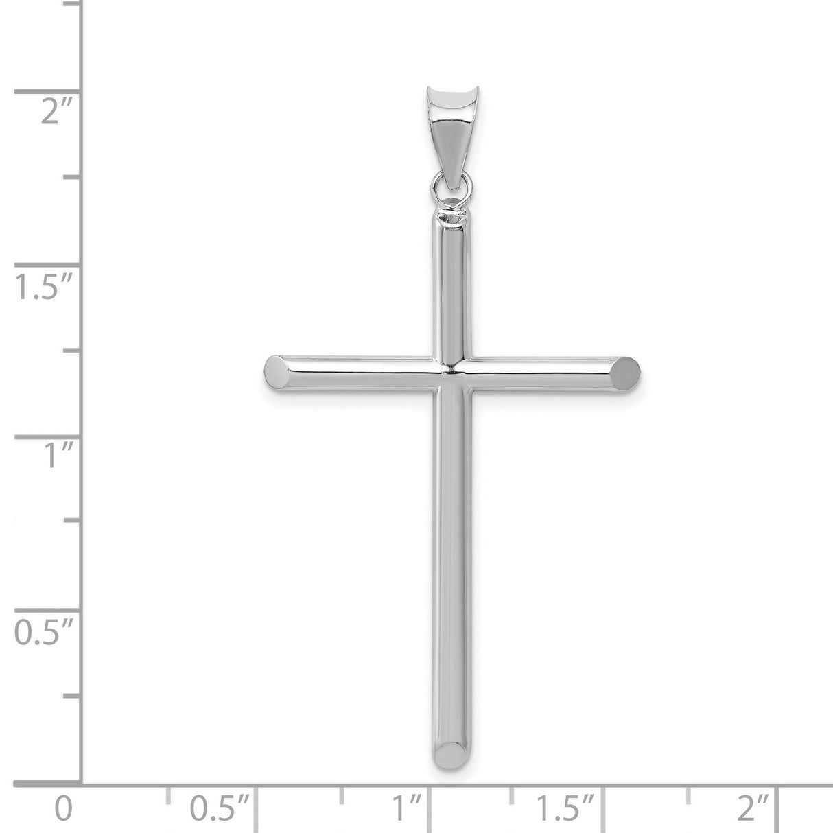 3D Hollow Latin Cross With Angled Tips Charm Pendant in Real 14k White Gold