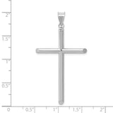 3D Hollow Latin Cross With Angled Tips Charm Pendant in Real 14k White Gold