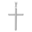 14k White Gold Latin Cross Pendant with Polished Tubular Design, Minimalist Religious Style