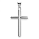 Hollow 3D Latin Cross With Angled Tips Charm Pendant in Real 14k White Gold