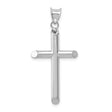 Hollow 3D Latin Cross With Angled Tips Charm Pendant in Real 14k White Gold