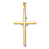 And Rhodium Hollow INRI Latin Crucifix With Angled Tips Charm Pendant in Real 14k Multi-Tone Gold