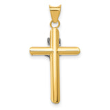 Hollow INRI Latin Crucifix With Angled Rhodium Tips Charm Pendant in Real 14k Multi-Tone Gold