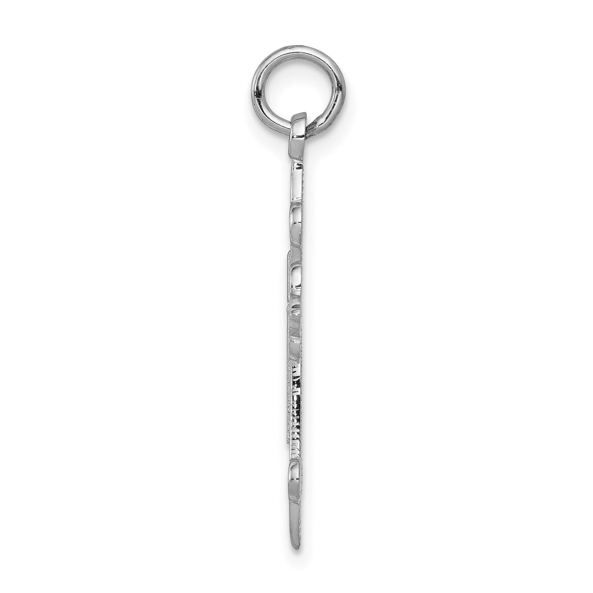 14k White Gold Fleur Cross Pendant with Mirror Shine Finish, Spiritual Religious Charm