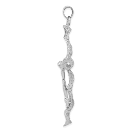 14k White Gold Crucifix Pendant with Latin Cross and Christ Figure High Polish Design