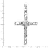 Latin Crucifix Charm Pendant in Real 14k White Gold