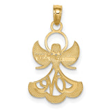 Angel With Love Word Charm Pendant in Real 14k Multi-Tone Gold