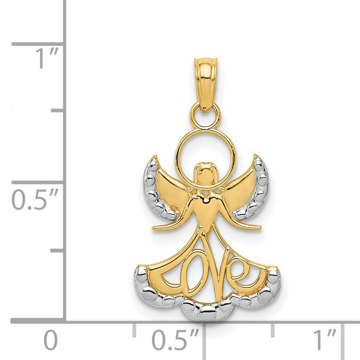 Angel With Love Word Charm Pendant in Real 14k Multi-Tone Gold