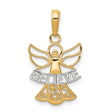 Angel Figure Holding Believe Word Charm Pendant in Real 14k Multi-Tone Gold