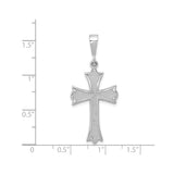 14k White Gold Cross Pendant with Fleur de Lis Design and Flared Edges for Men and Women