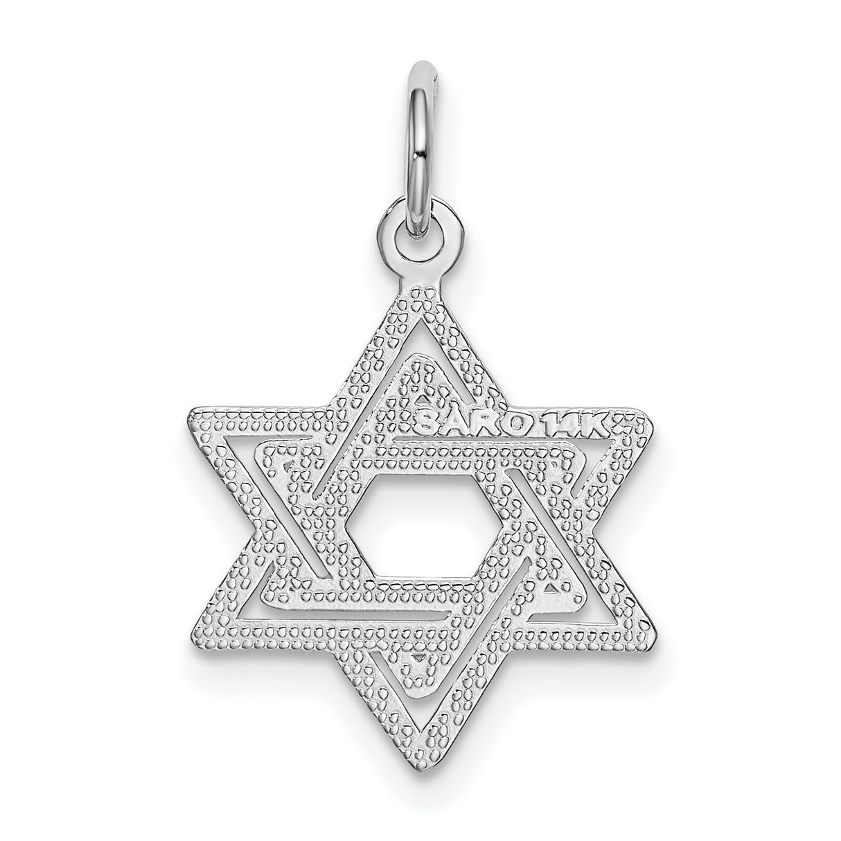 14k White Gold Star of David Pendant with Interlocking Openwork Design, Judaica Jewelry for Men or Women