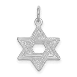 14k White Gold Star of David Pendant with Interlocking Openwork Design, Judaica Jewelry for Men or Women