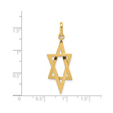 14k Yellow Gold Star of David Pendant with Openwork Design, Unisex Jewish Charm