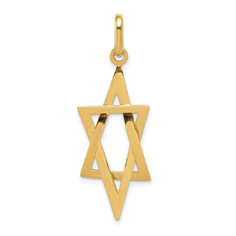 14k Yellow Gold Star of David Pendant with Openwork Design, Unisex Jewish Charm