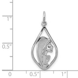 14k White Gold Virgin Mary Pendant, Teardrop Frame Religious Charm, Catholic Christian Jewelry
