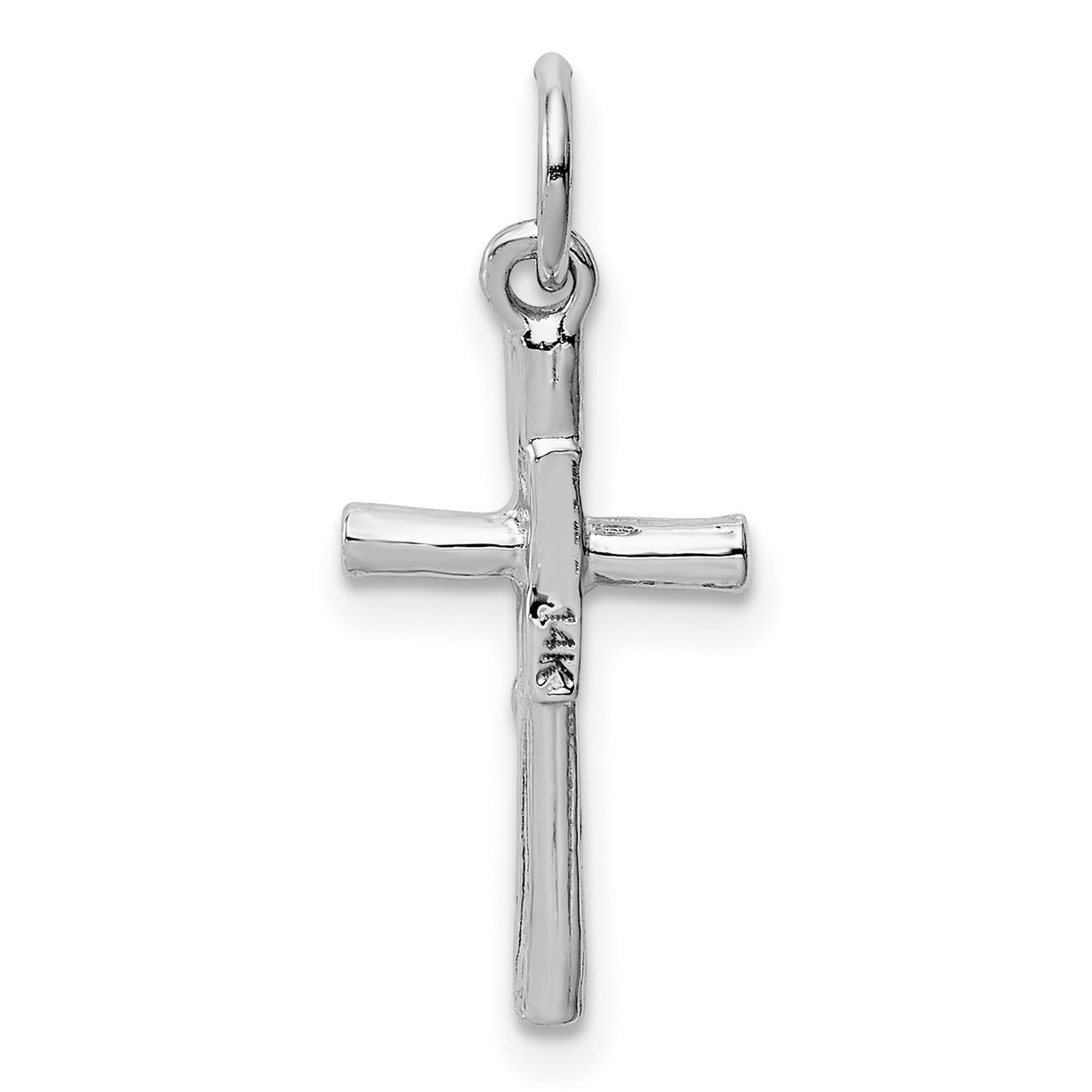 Latin Crucifix Charm Pendant in Real 14k White Gold