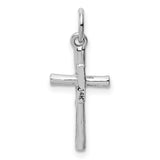 Latin Crucifix Charm Pendant in Real 14k White Gold