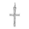 Latin Crucifix Charm Pendant in Real 14k White Gold