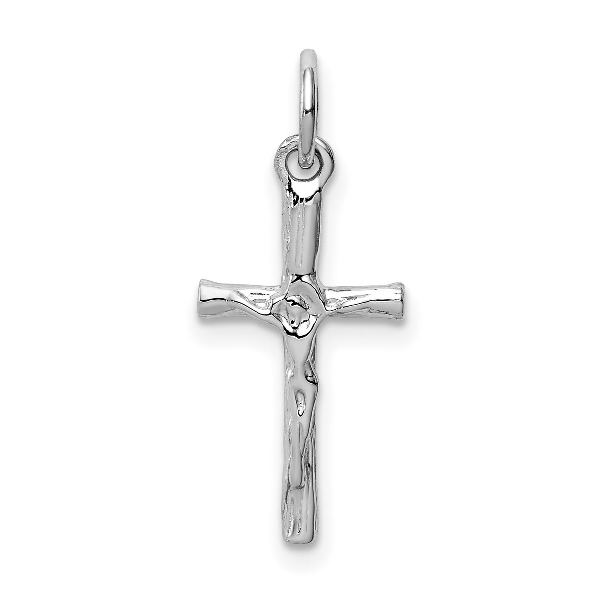 Latin Crucifix Charm Pendant in Real 14k White Gold