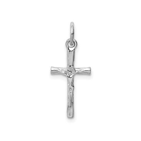 14k White Gold Crucifix Cross Pendant with Hand-Carved Latin Christian Design for Men and Women