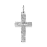 14k White Gold Latin Cross Pendant with Beaded Border and Matte Finish