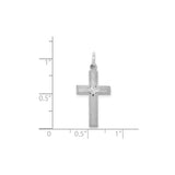 14k White Gold Latin Cross Pendant with Beaded Border and Matte Finish