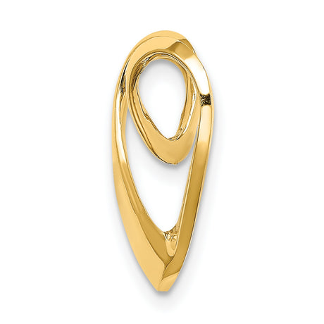 14k Yellow Gold Heart Pendant, Open Smooth Polished Modern Design for Women