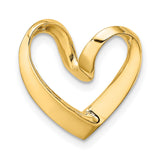 14k Yellow Gold Heart Pendant, Open Smooth Polished Modern Design for Women