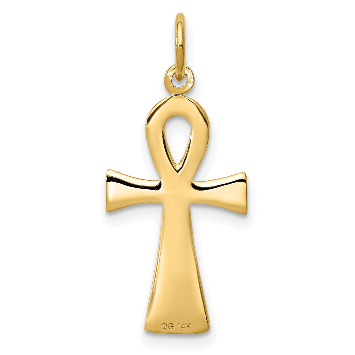 Solid Ankh Cross Charm Pendant in Real 14k Yellow Gold