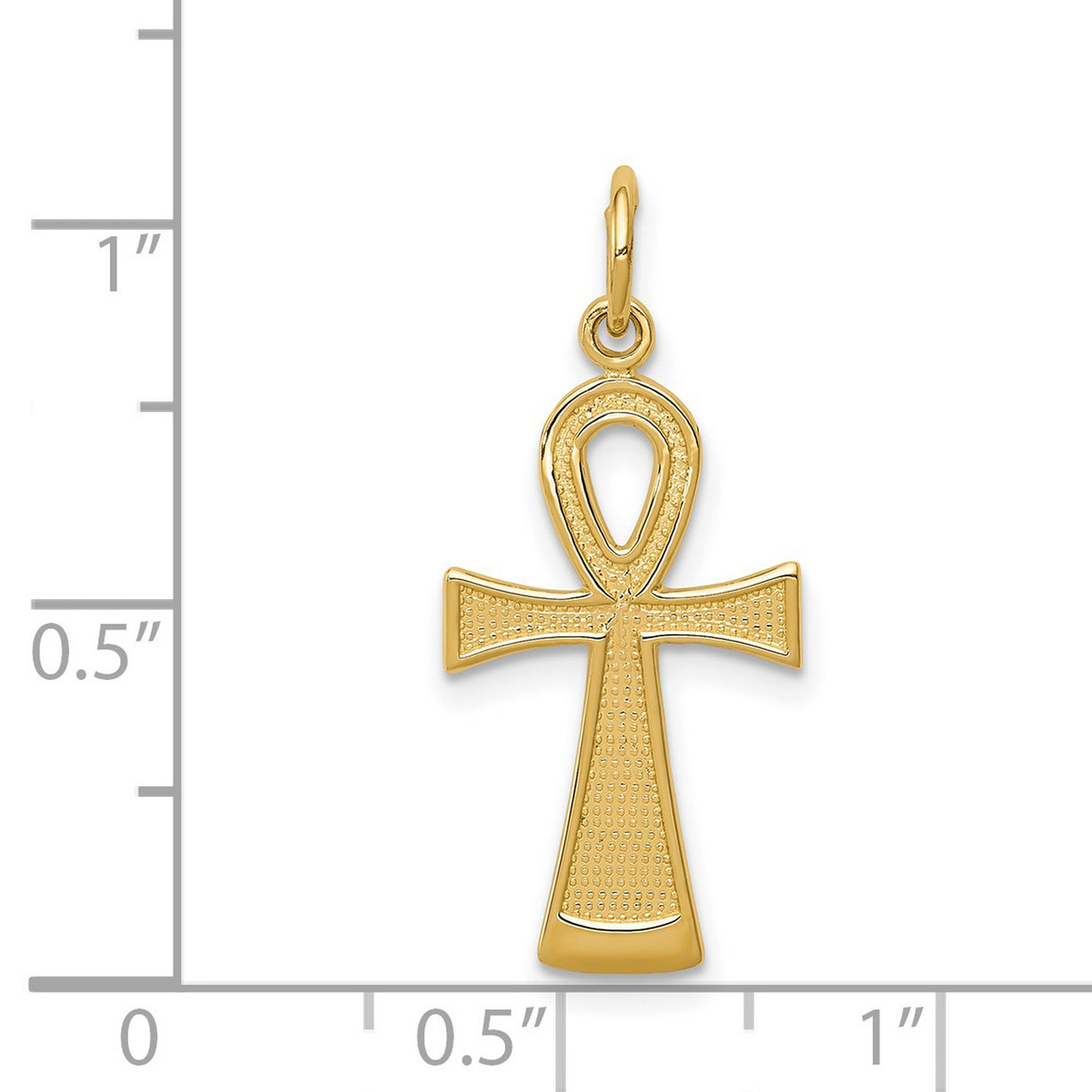 Solid Ankh Cross Charm Pendant in Real 14k Yellow Gold