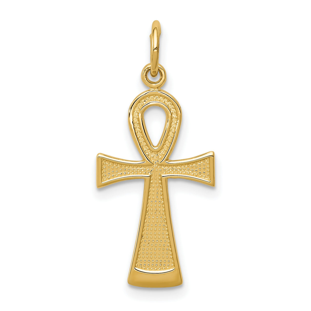 Solid Ankh Cross Charm Pendant in Real 14k Yellow Gold