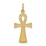 Solid Ankh Cross Charm Pendant in Real 14k Yellow Gold