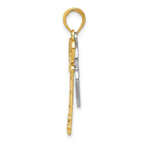 14k Two-Tone Gold Heart and Key Pendant with Filigree Details for Women