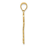 14k Yellow Gold Key Pendant with Heart Design and Scrollwork for Women