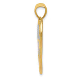 14k Multi-Tone Gold Heart Pendant with Textured Rhodium LOVE Script and Floating Accents