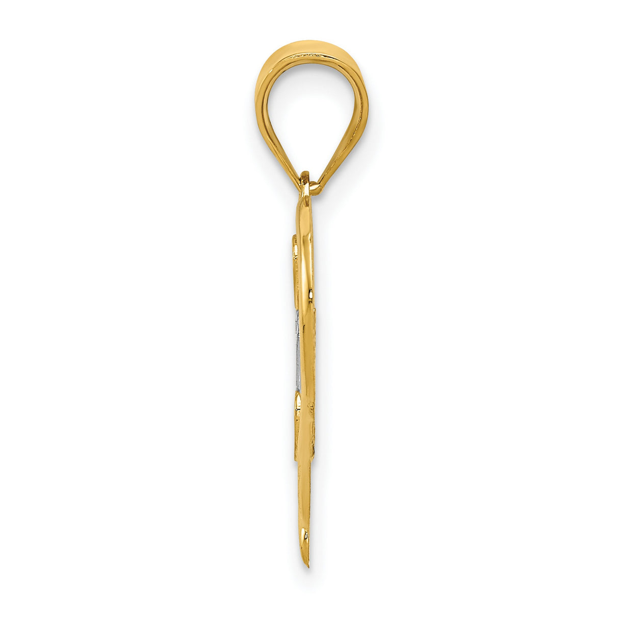 14k Yellow Gold and Rhodium Mom Open Heart Pendant with White Rhodium Accents