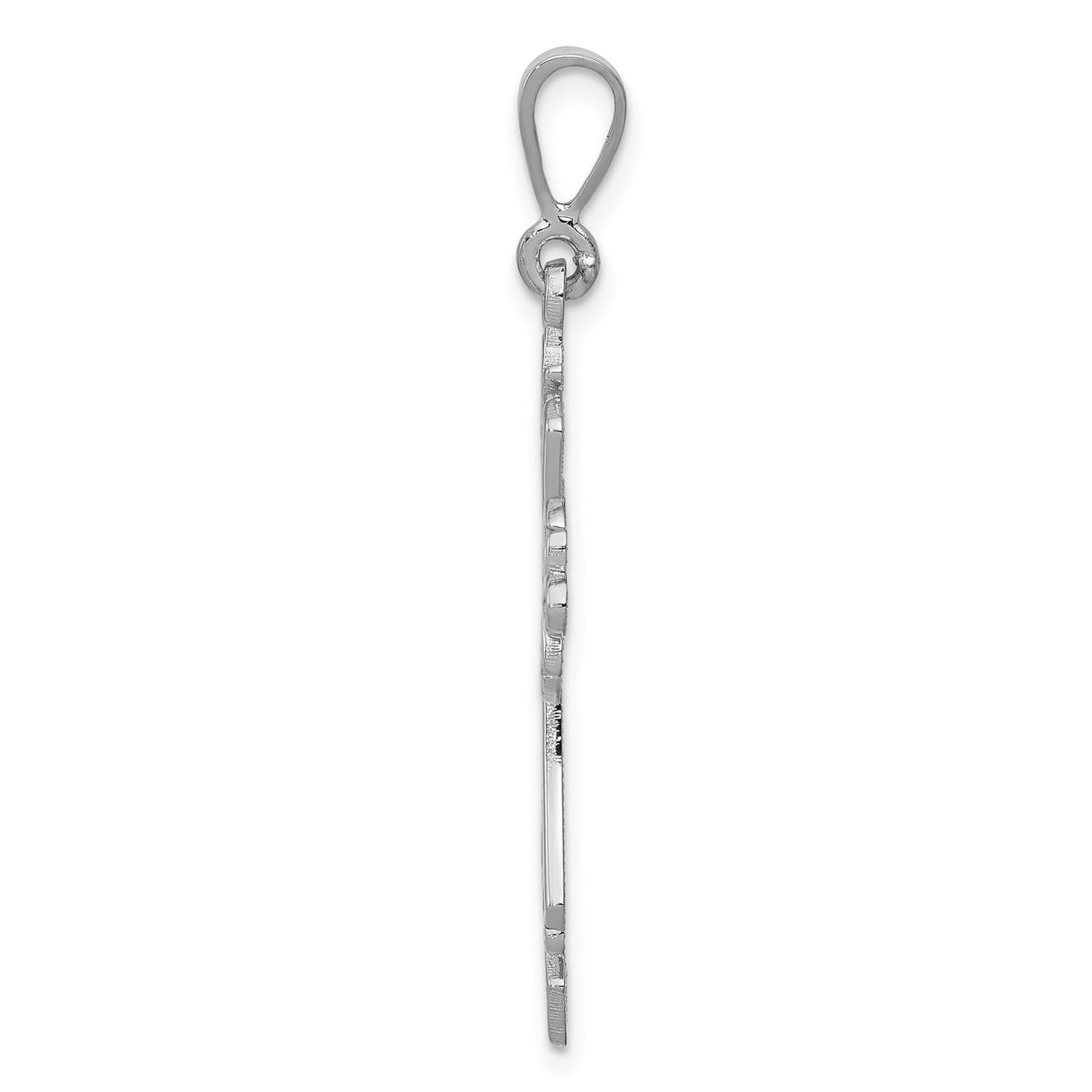 14k White Gold Cross Pendant with Fleur de Lis Baroque Design