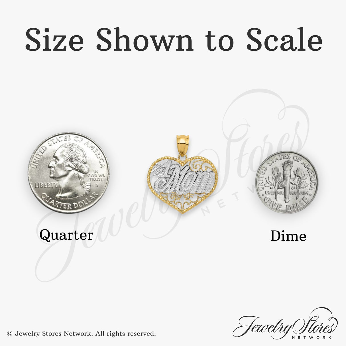 14k Two-Tone Gold Heart Pendant, Filigree Design with Bold Number One Mom Lettering